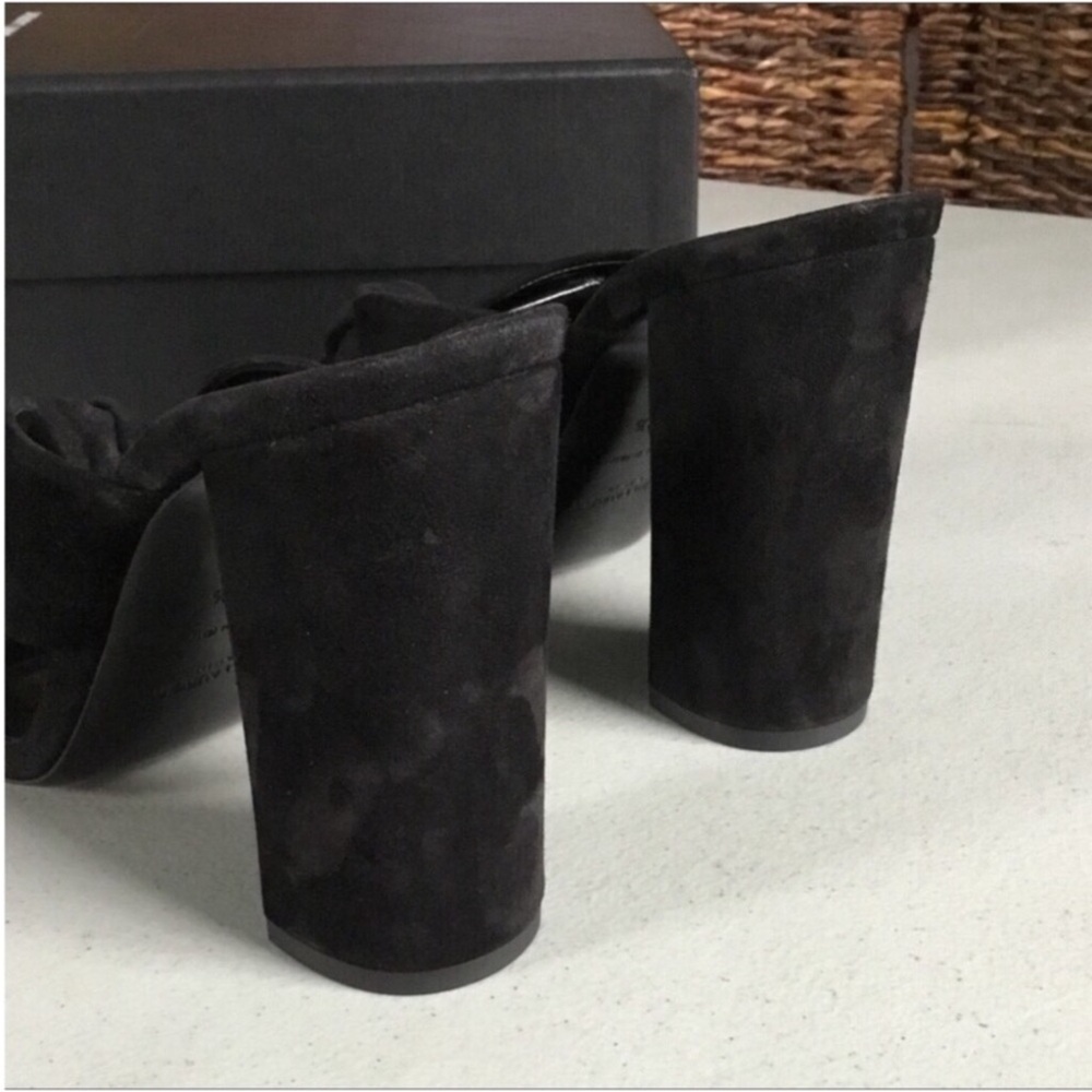 SAINT LAURENT AUTHENTIC LÓBULO 100 mm SUEDE MULE SANDALS NERO EURO SIZE 38.5B - Picture 9 of 16